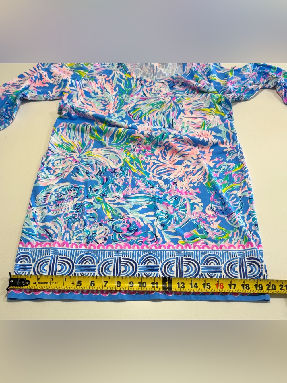 Lilly Pulitzer Beacon All Together Now & Navy Blue Cotton Jersey Dress Size Med - Picture 6 of 16